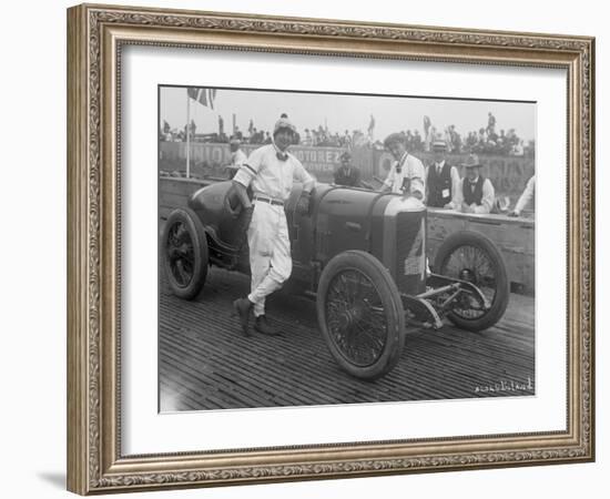 Driver and No.4 Racecar, Tacoma Speedway, Circa 1919-Marvin Boland-Framed Giclee Print