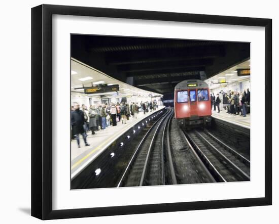 Drivers Eye View of Circle Line Train Entering Tube Station, London-Purcell-Holmes-Framed Photographic Print