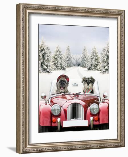 Driving Car Through a Snow Scene-null-Framed Photographic Print