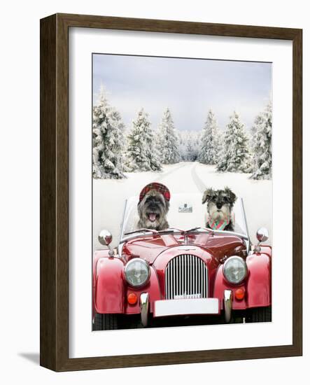 Driving Car Through a Snow Scene-null-Framed Photographic Print