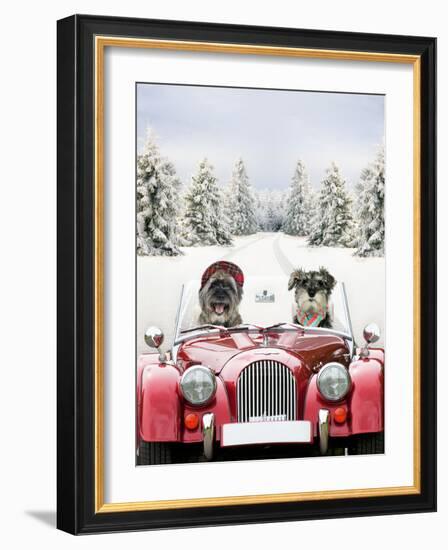 Driving Car Through a Snow Scene-null-Framed Photographic Print