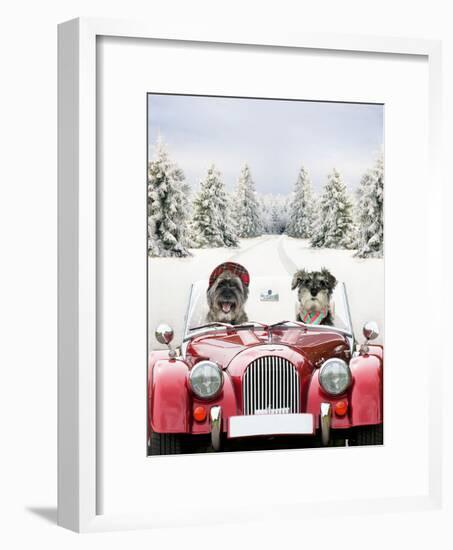 Driving Car Through a Snow Scene-null-Framed Photographic Print