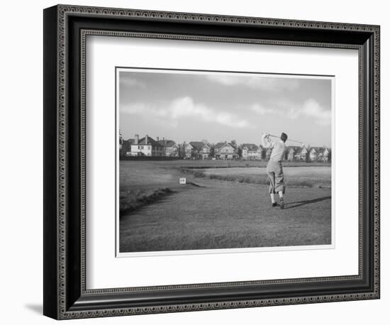 Driving from the 16th Hole on Wanstead Golf Course Essex-null-Framed Art Print