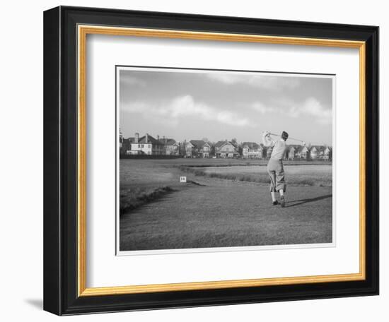 Driving from the 16th Hole on Wanstead Golf Course Essex-null-Framed Art Print