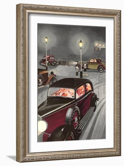 Driving in London Fog-null-Framed Art Print