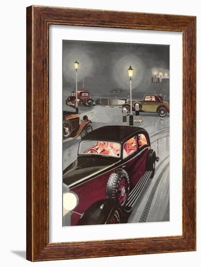 Driving in London Fog-null-Framed Art Print