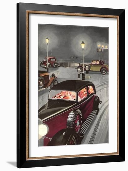 Driving in London Fog-null-Framed Art Print