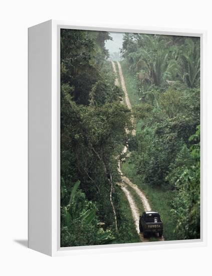 Driving in the Rain Forest, Lubaantun, Toledo District, Belize, Central America-Upperhall-Framed Premier Image Canvas