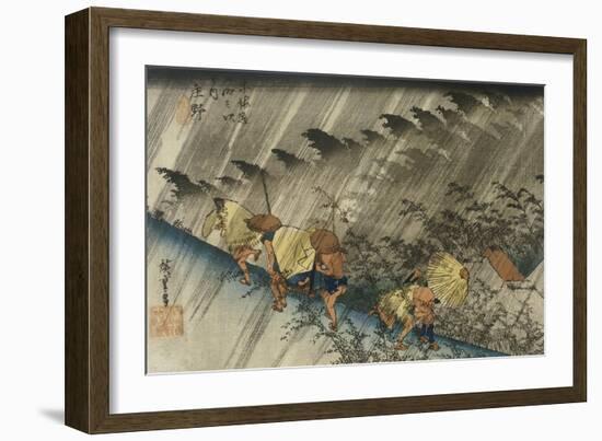 Driving Rain, Shono-Ando Hiroshige-Framed Giclee Print