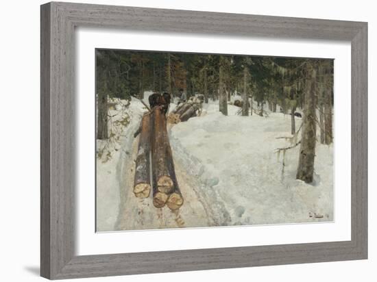 Driving Timber, 1887-Fritz Thaulow-Framed Giclee Print