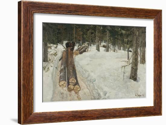 Driving Timber, 1887-Fritz Thaulow-Framed Giclee Print