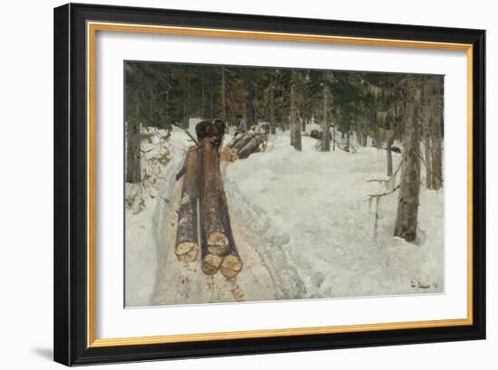 Driving Timber, 1887-Fritz Thaulow-Framed Giclee Print