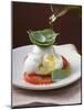 Drizzling Insalata Caprese with Olive Oil-null-Mounted Photographic Print