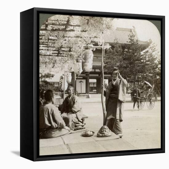 Drooping Clusters of Wisteria over a Tea House Porch, Kyoto, Japan, 1904-Underwood & Underwood-Framed Premier Image Canvas