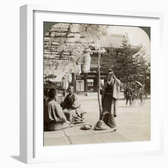 Drooping Clusters of Wisteria over a Tea House Porch, Kyoto, Japan, 1904-Underwood & Underwood-Framed Photographic Print