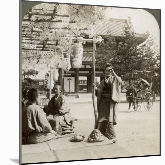 Drooping Clusters of Wisteria over a Tea House Porch, Kyoto, Japan, 1904-Underwood & Underwood-Mounted Photographic Print