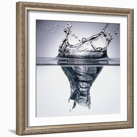 Droplet Penetrating Water's Surface-null-Framed Photographic Print