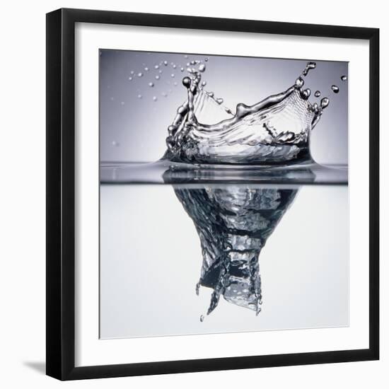 Droplet Penetrating Water's Surface-null-Framed Photographic Print