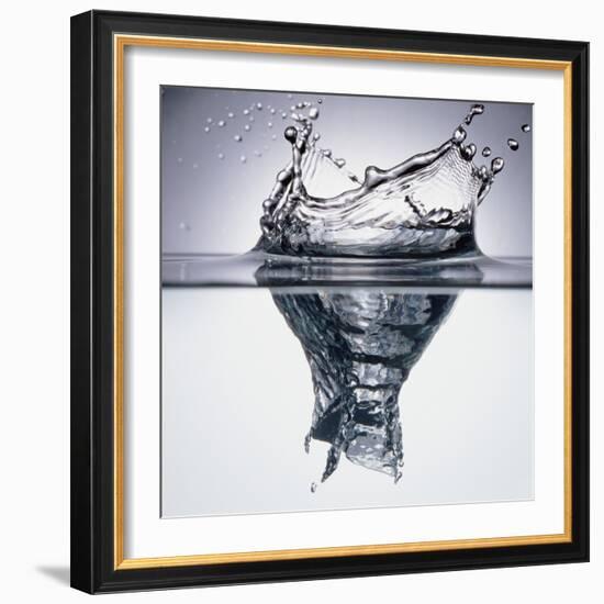 Droplet Penetrating Water's Surface-null-Framed Photographic Print