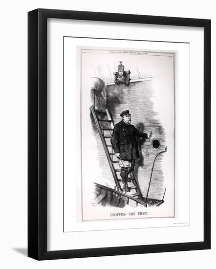 "Dropping the Pilot," Caricature of Otto Von Bismarck and Kaiser Wilhelm II-John Tenniel-Framed Giclee Print