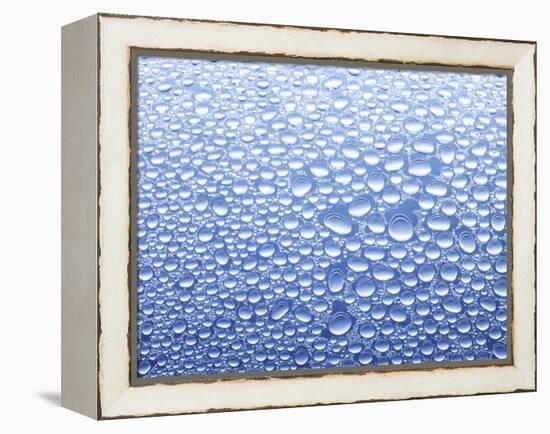 Drops of Water on Sheet of Glass with Blue Background-Marc O^ Finley-Framed Premier Image Canvas