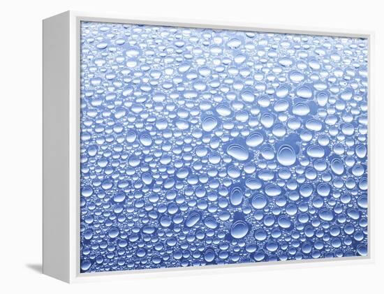 Drops of Water on Sheet of Glass with Blue Background-Marc O^ Finley-Framed Premier Image Canvas