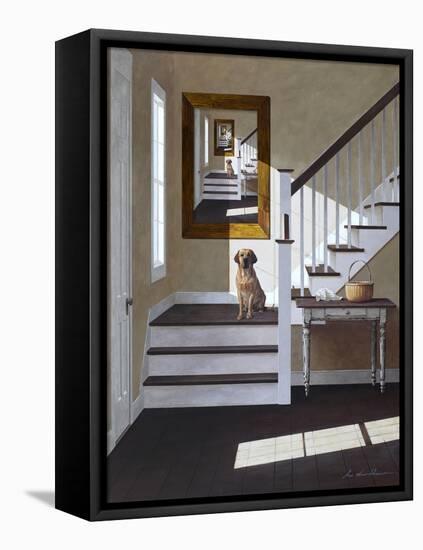 Droste and Dog on Stairs-Zhen-Huan Lu-Framed Premier Image Canvas