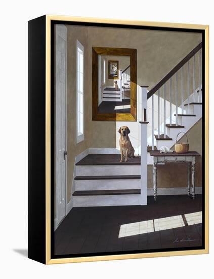 Droste and Dog on Stairs-Zhen-Huan Lu-Framed Premier Image Canvas