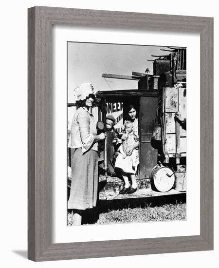 Drought refugees from Oklahoma looking for work in the fields of California. San Jose Mission, 1935-Dorothea Lange-Framed Photographic Print