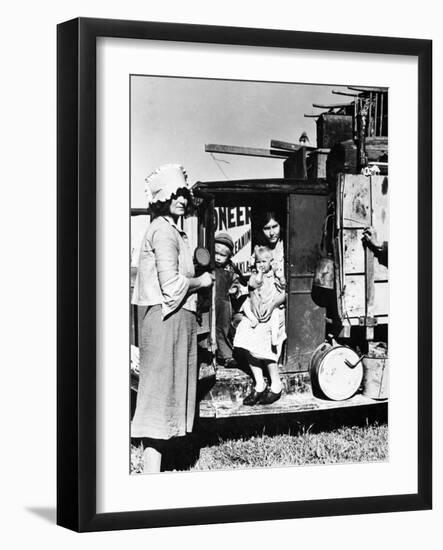 Drought refugees from Oklahoma looking for work in the fields of California. San Jose Mission, 1935-Dorothea Lange-Framed Photographic Print
