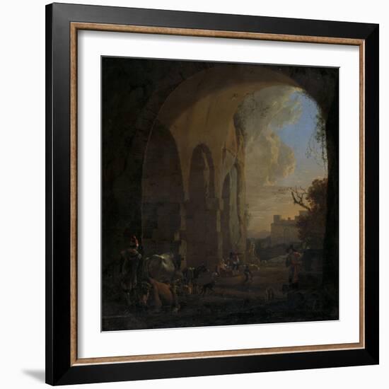 Drovers with Cattle under an Arch of the Colosseum in Rome-Jan Asselijn-Framed Art Print