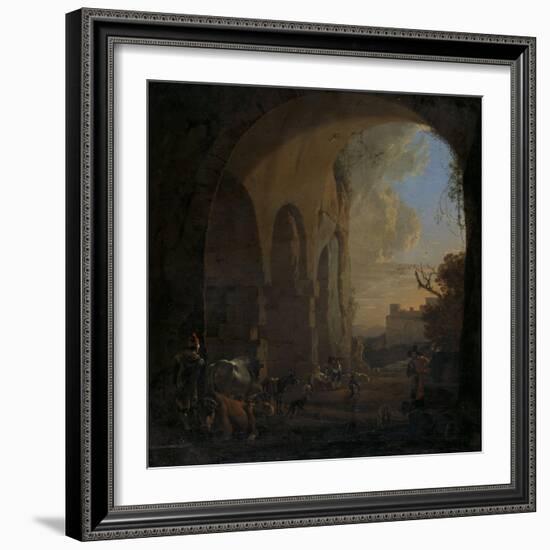 Drovers with Cattle under an Arch of the Colosseum in Rome-Jan Asselijn-Framed Art Print