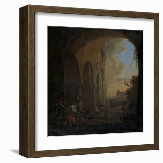 Drovers with Cattle under an Arch of the Colosseum in Rome-Jan Asselijn-Framed Art Print