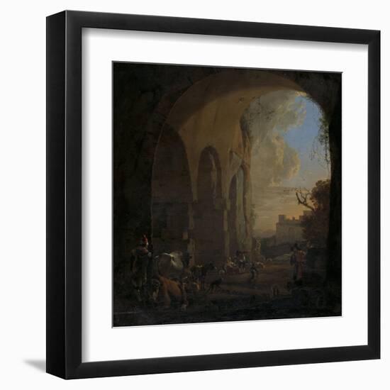 Drovers with Cattle under an Arch of the Colosseum in Rome-Jan Asselijn-Framed Art Print