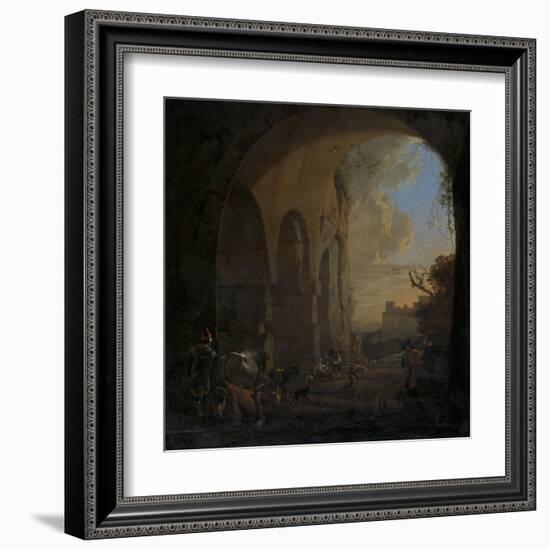 Drovers with Cattle under an Arch of the Colosseum in Rome-Jan Asselijn-Framed Art Print