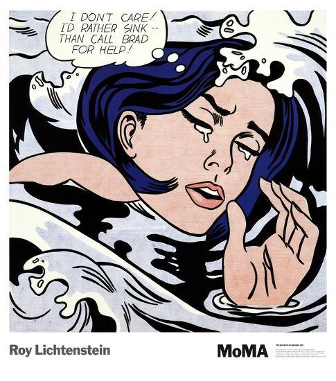 Drowning Girl-Roy Lichtenstein-Framed Print Mount