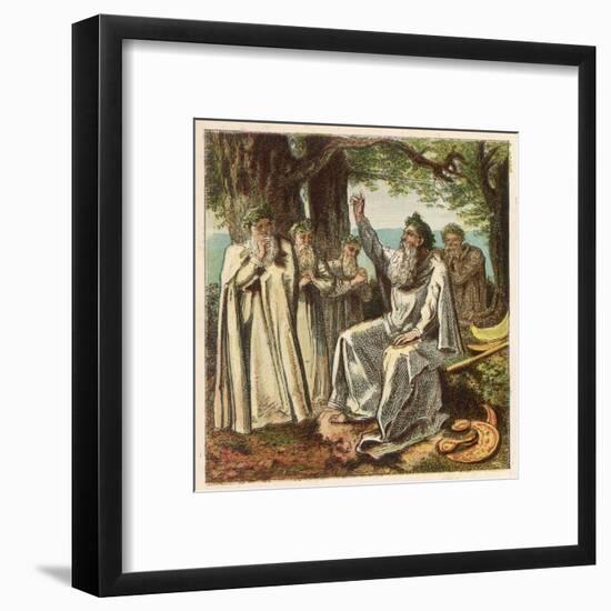 Druid Priests of Ancient Britain in Contemplative Mood in a Forest-Joseph Kronheim-Framed Art Print