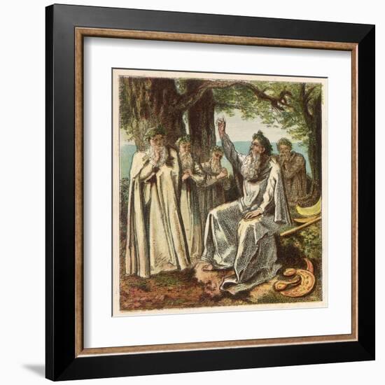 Druid Priests of Ancient Britain in Contemplative Mood in a Forest-Joseph Kronheim-Framed Art Print