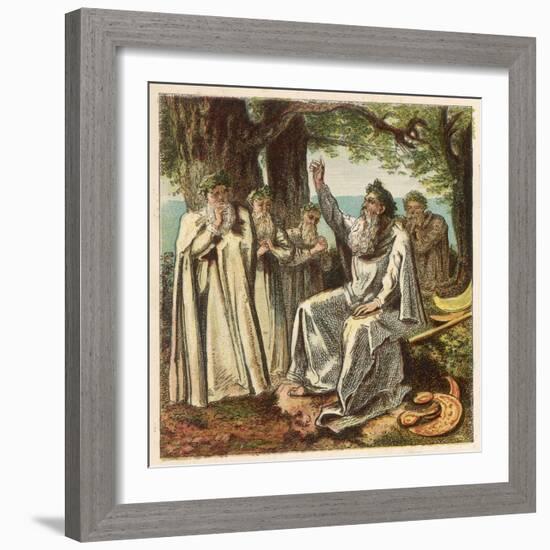 Druid Priests of Ancient Britain in Contemplative Mood in a Forest-Joseph Kronheim-Framed Art Print