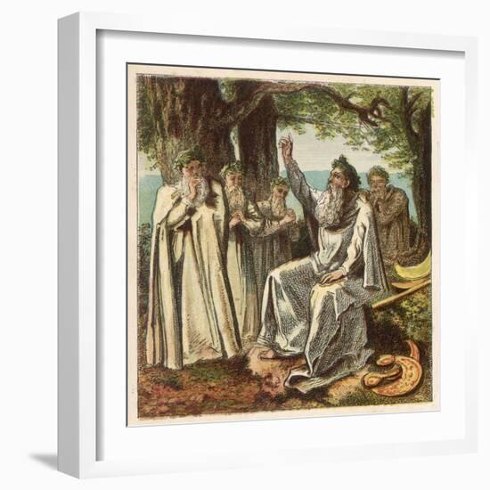 Druid Priests of Ancient Britain in Contemplative Mood in a Forest-Joseph Kronheim-Framed Art Print