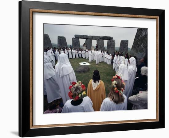 Druids at Stonehenge, Wiltshire, England, United Kingdom-Adam Woolfitt-Framed Photographic Print