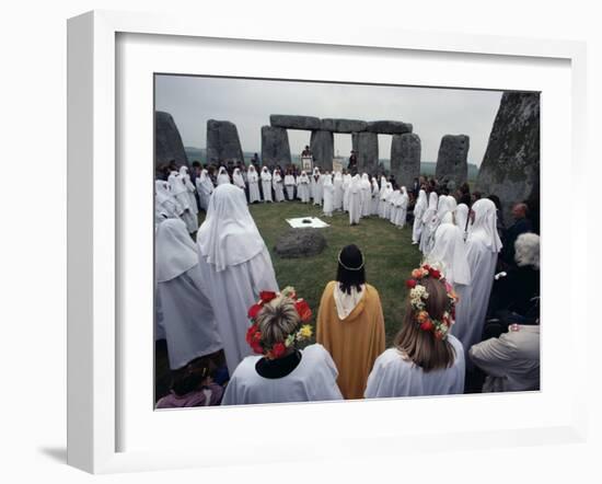 Druids at Stonehenge, Wiltshire, England, United Kingdom-Adam Woolfitt-Framed Photographic Print