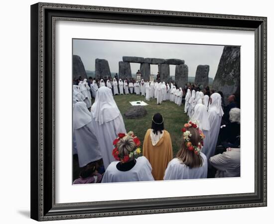 Druids at Stonehenge, Wiltshire, England, United Kingdom-Adam Woolfitt-Framed Photographic Print