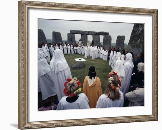 Druids at Stonehenge, Wiltshire, England, United Kingdom-Adam Woolfitt-Framed Photographic Print