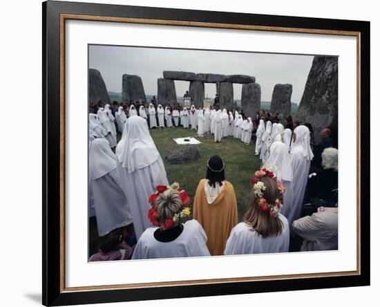 Druids at Stonehenge, Wiltshire, England, United Kingdom-Adam Woolfitt-Framed Photographic Print