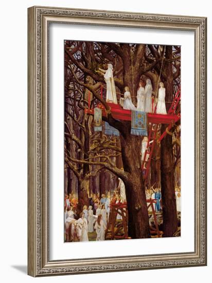 Druids Cutting the Mistletoe on the Sixth Day of the Moon-Henri-Paul Motte-Framed Giclee Print