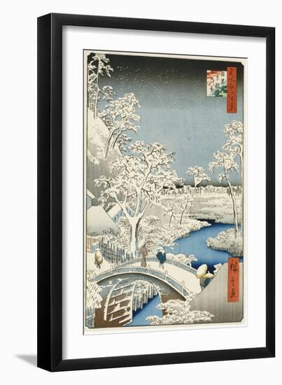 Drum Bridge and 'setting Sun' Hill, Meguro-Ando Hiroshige-Framed Giclee Print