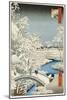 Drum Bridge and 'setting Sun' Hill, Meguro-Ando Hiroshige-Mounted Giclee Print