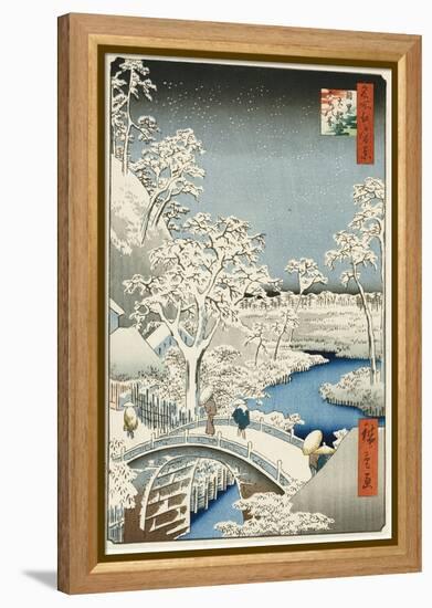 Drum Bridge and 'setting Sun' Hill, Meguro-Ando Hiroshige-Framed Premier Image Canvas
