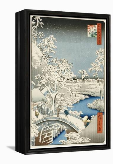 Drum Bridge and 'setting Sun' Hill, Meguro-Ando Hiroshige-Framed Premier Image Canvas